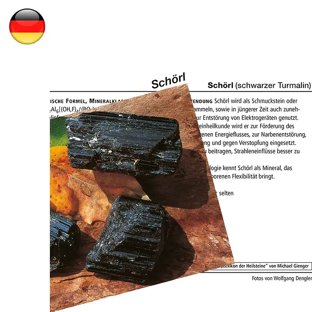 Mineralienkarte Schörl (VE mit 10 Stück) | GH Edelsteine, Heilsteine & Schmuck