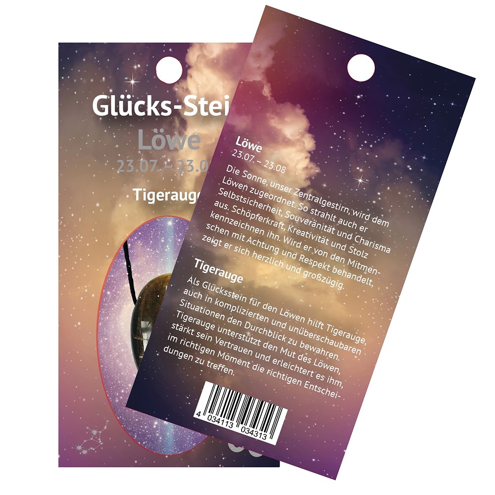 Piedra de la suerte con lazo en tarjeta astro Leo/Tigre | Marco Schreier