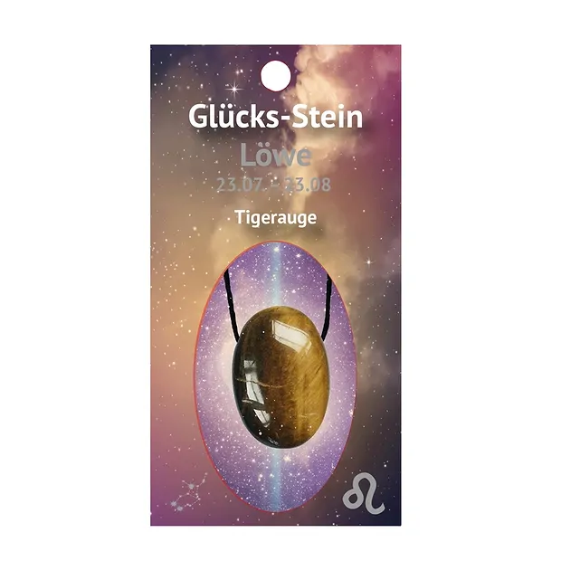 Lucky stone with ribbon on astro card Leo/Tiger's Eye | Marco Schreier
