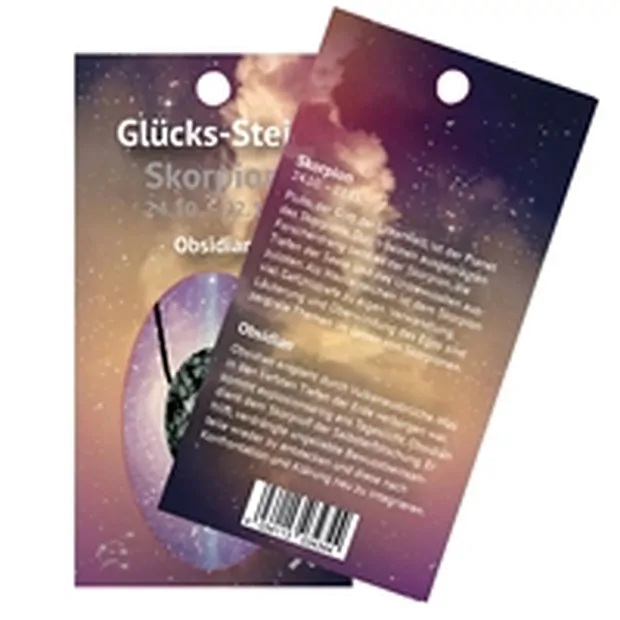 Pietra portafortuna con nastro sulla carta dell'astro Scorpione/Ossidiana | Marco Schreier
