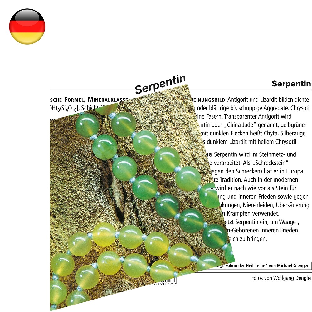 Mineral Card Serpentine (PU with 10 pieces) | wholesaler gems & healing stones