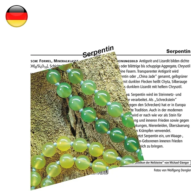 Mineralienkarte Serpentin (VE mit 10 Stück) | Edelsteine, Heilsteine & Schmuck