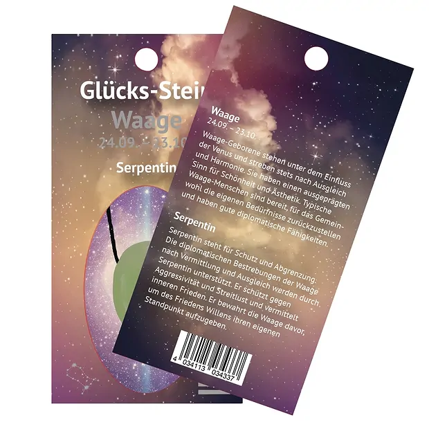 Lucky stone with ribbon on astro card Libra/Serpentine | Marco Schreier