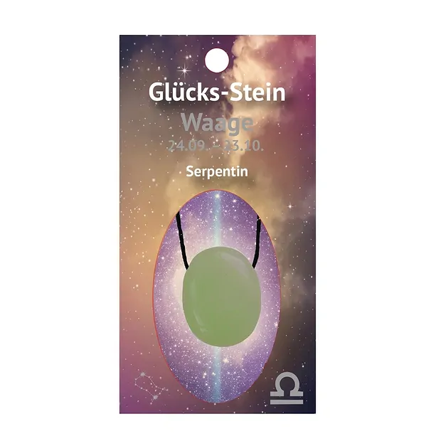 Lucky stone with ribbon on astro card Libra/Serpentine | Marco Schreier