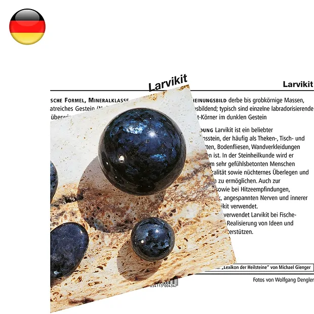 Mineralienkarte Larvikit  (VE mit 10 Stück) | Edelsteine, Heilsteine & Schmuck