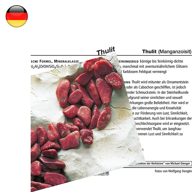 Mineralienkarte Thulit  (VE mit 10 Stück) | GH Edelsteine, Heilsteine & Schmuck