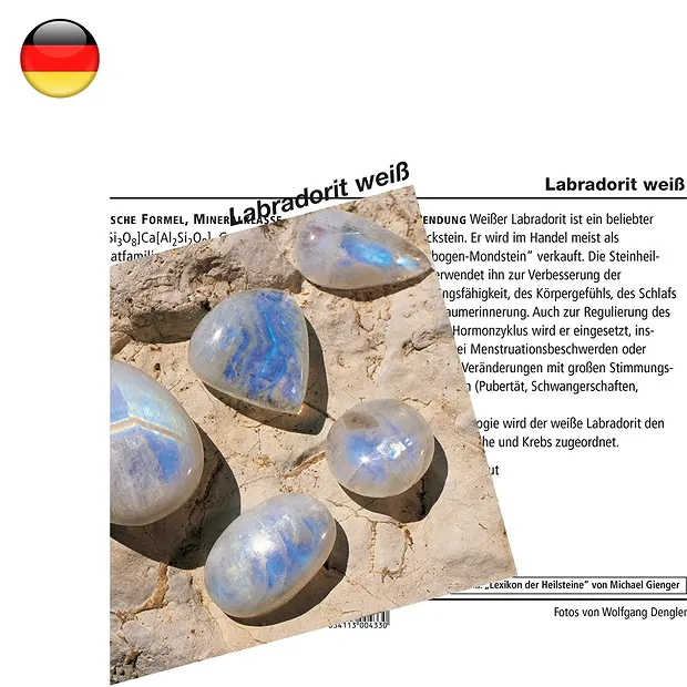 Tarjeta mineral Labradorita (blanca) (PU con 10 piezas) | Marco Schreier