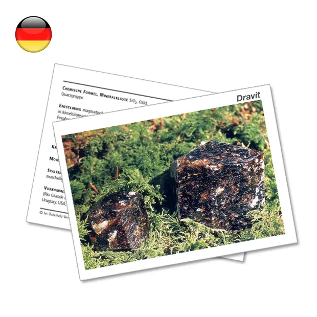 Mineralienkarte Dravit (VE mit 10 Stück) | GH Edelsteine, Heilsteine & Schmuck