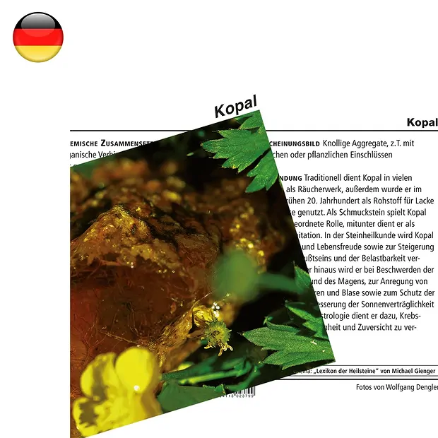 Mineralienkarte Kopal (VE mit 10 Stück) | GH Edelsteine, Heilsteine & Schmuck