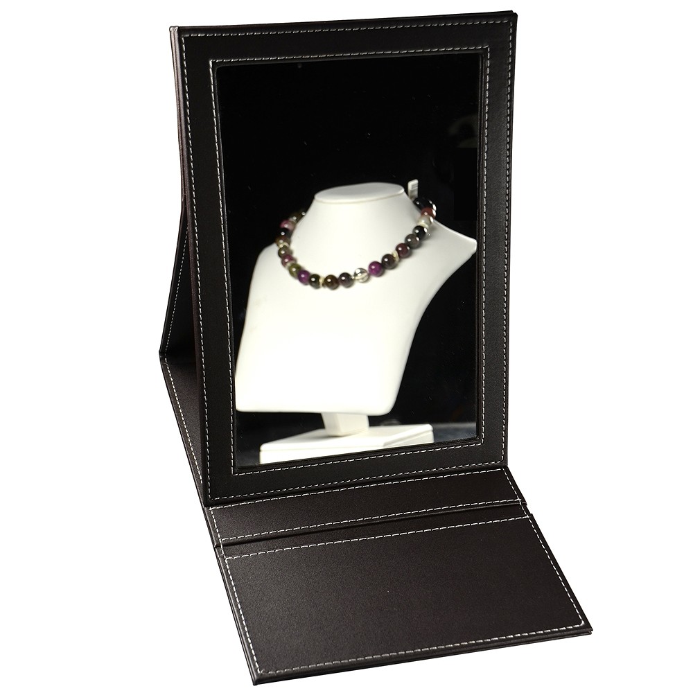 Espejo en estuche de polipiel marrón oscuro, regulable en 2 niveles | Marco Schreier