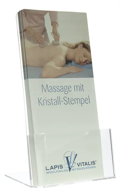 Aufsteller für Flyer DIN lang (leer) | Schreier Edelsteine, Heilsteine & Schmuck