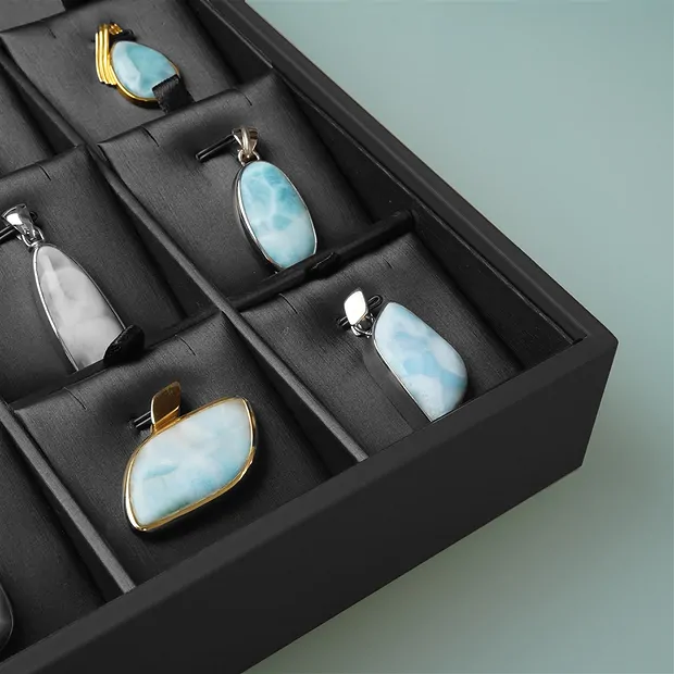 Jewelry tray, 24 compartments, black | wholesaler gems, healing stones & jewelry