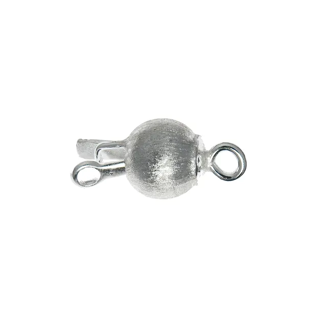 Ball Clasp 06mm, silver matt (1 pc./ PU) | wholesaler gems & healing stones