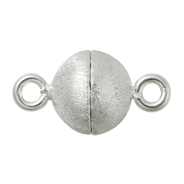 Magnetic clasp round 10mm, matt silver (1 PU) | wholesaler gems & healing stones