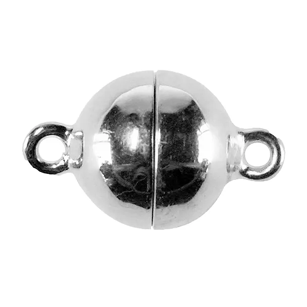 Magnetic clasp round 16mm, silver (1 PU) | wholesaler gems & healing stones