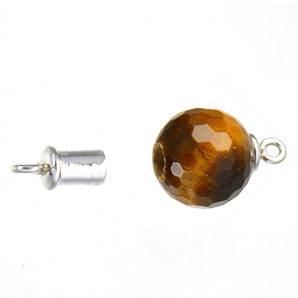 Cierre magnético en bola (Ojo de tigre facetado) 16mm, plata (1 ud./VE) | Marco Schreier