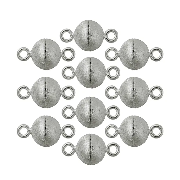 Magnetic clasp round 08mm, silver matt (10 pcs./ PU) | Marco Schreier
