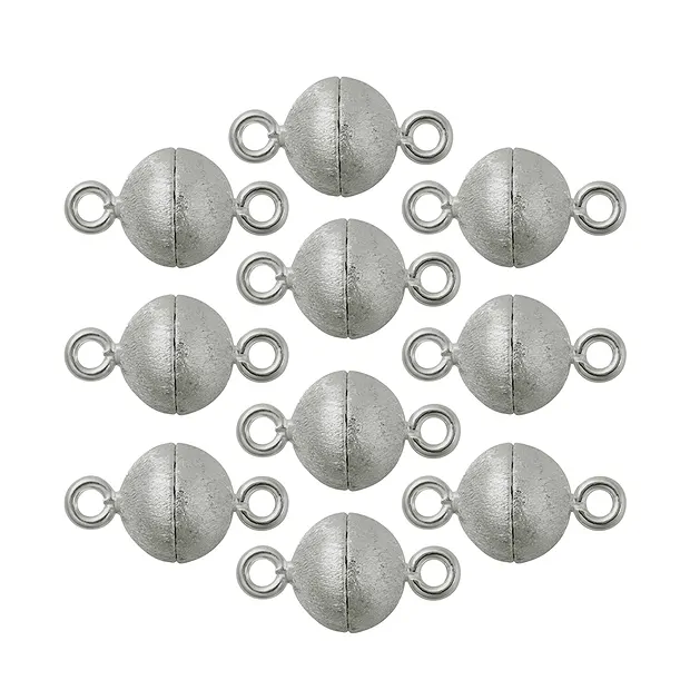Magnetic clasp round 10mm, silver matt (10 pcs./ PU) | Marco Schreier