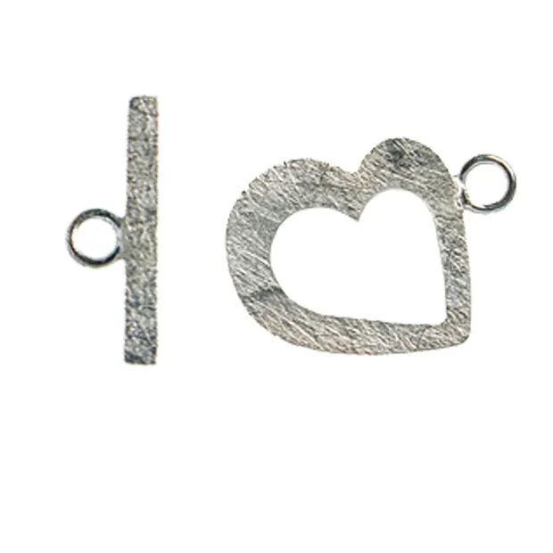 Toggle clasp "Heart" 17mm, silver (1 pc./ PU) | wholesaler gems & healing stones
