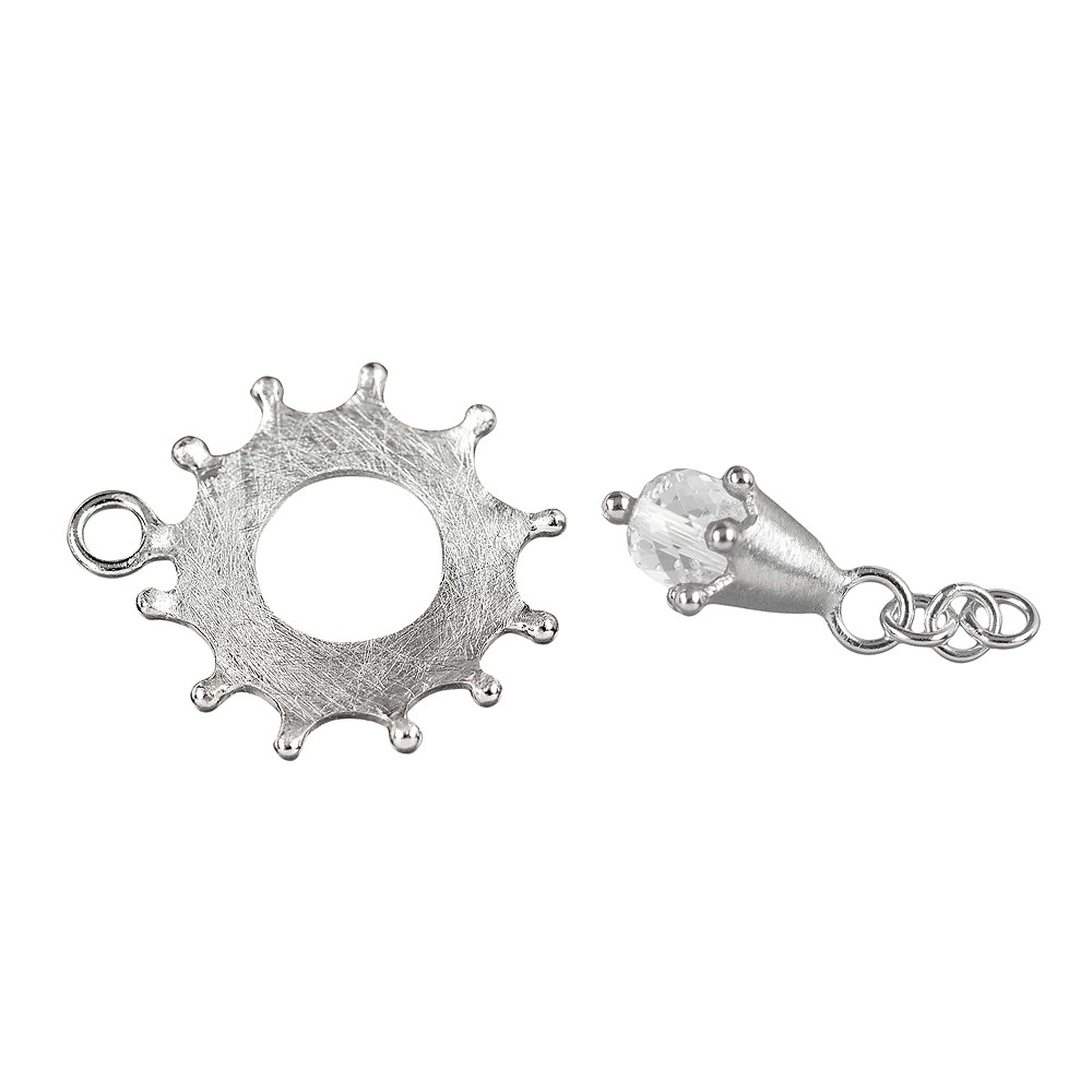 Scheiben-Schließe mit Bergkristall-Tropfen 30mm, Silber matt (1 St./VE) | Marco Schreier