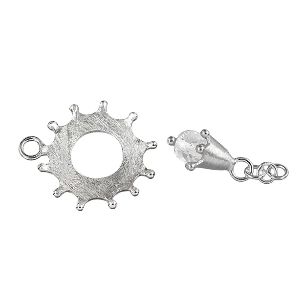 Scheiben-Schließe mit Bergkristall-Tropfen 30mm, Silber matt (1 St./VE) | Marco Schreier