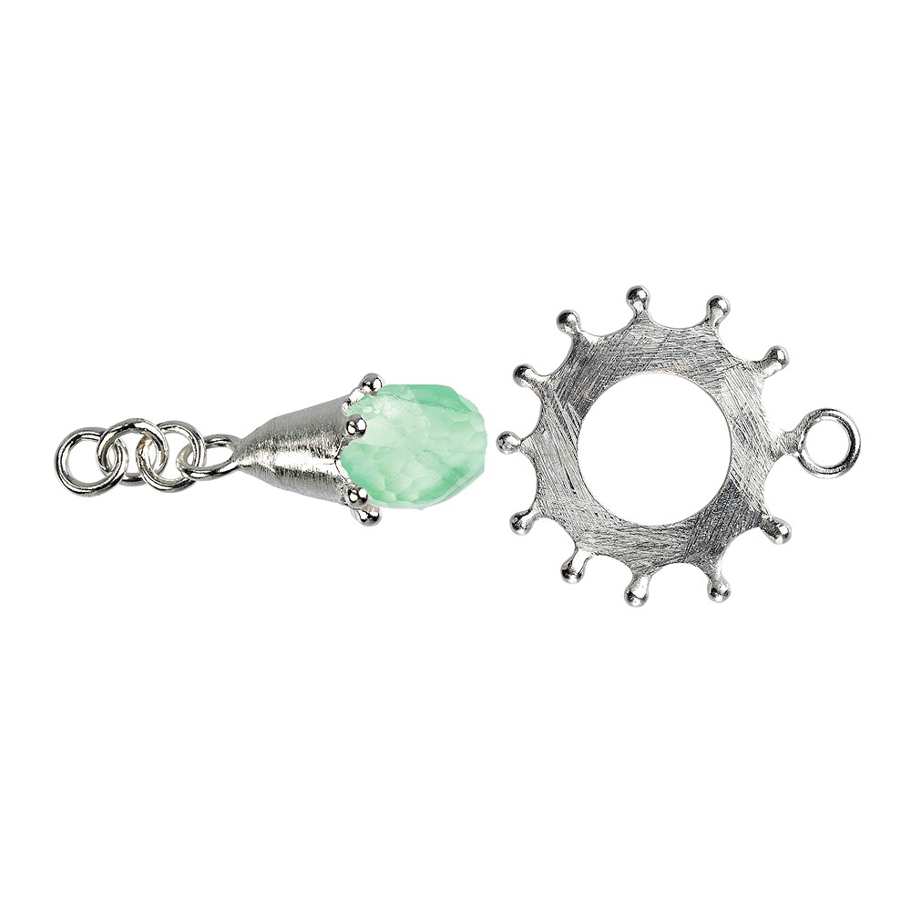 Toggle clasp disc with fluorite 30mm, silver (1 pc./ PU) | Marco Schreier