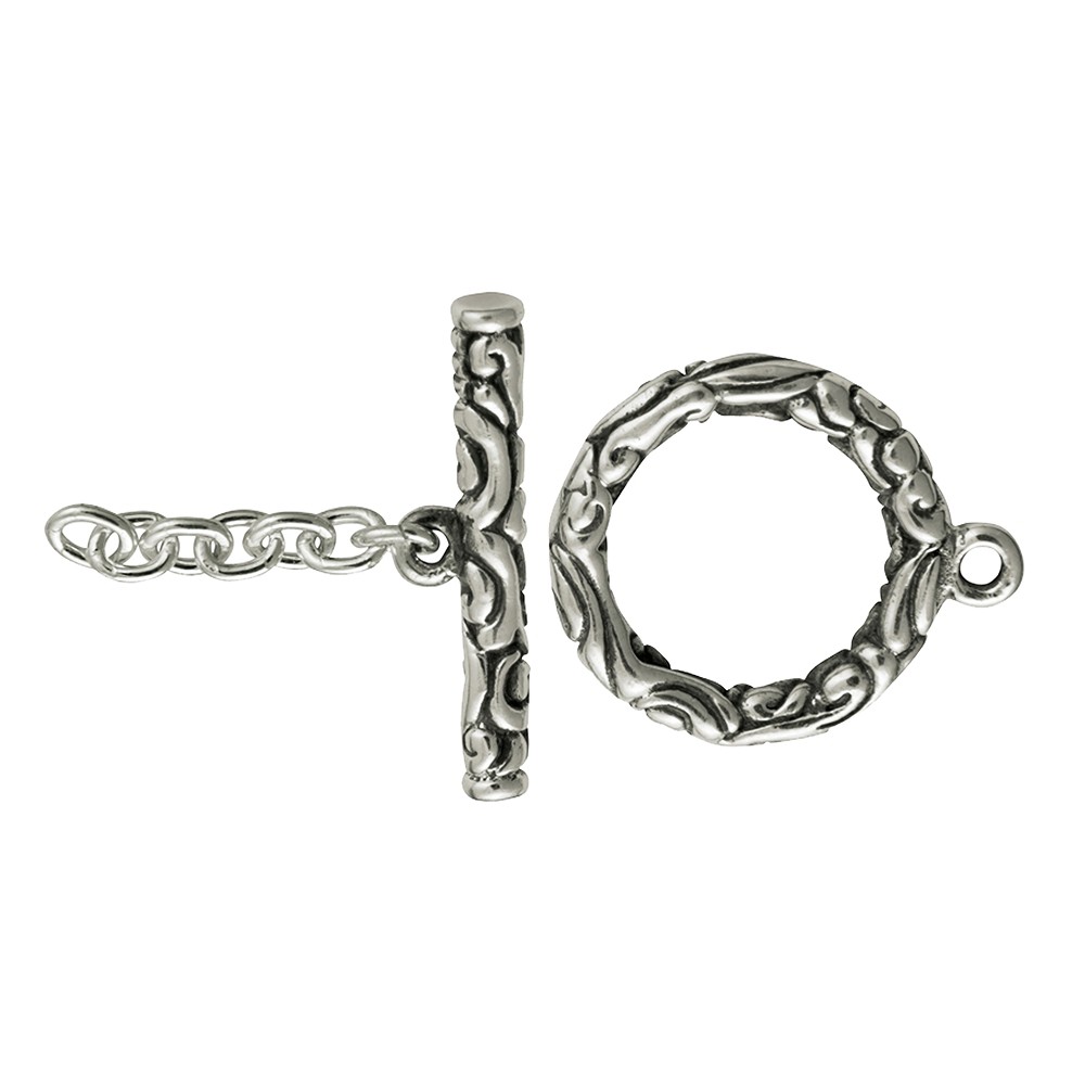 Toggle clasp "Ornament" 15mm, silver partially blackened (1 pc./ PU) | Marco Schreier