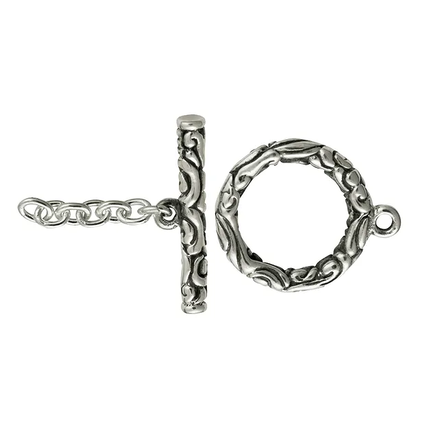Toggle clasp "Ornament" 15mm, silver partially blackened (1 pc./ PU) | Marco Schreier