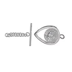 1905284391 Knebelverschluss Tropfen mit Bergkristall 60mm, Silber (1 St./VE) | Marco Schreier