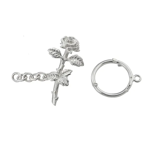 Chiusura a ginocchiera "Fiori di rosa" 27 mm, argento (1 pz./ UC) | Marco Schreier