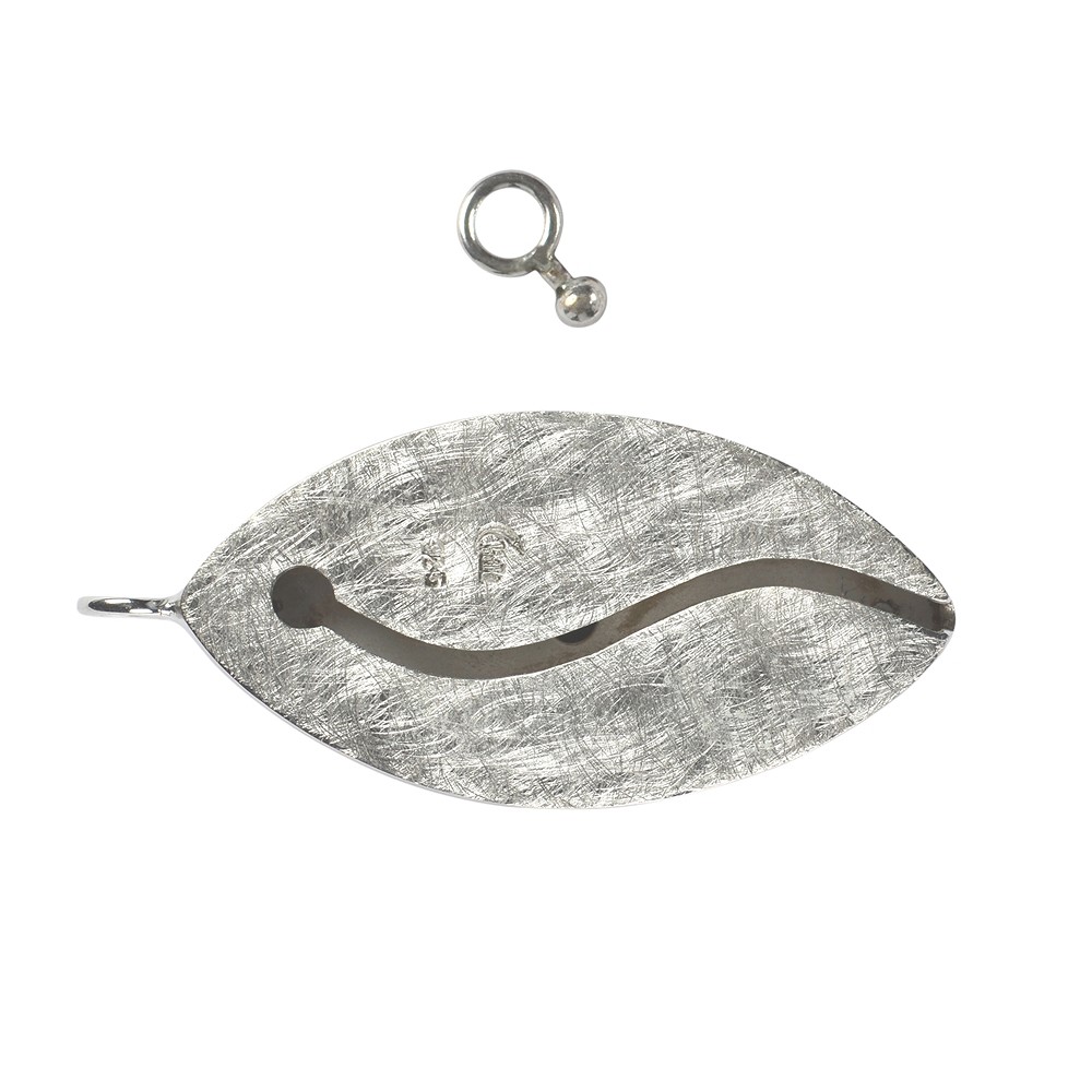 Fermoir design "Navette avec Quartz fumé" 50mm, argent mat (1 pc/UV) | Marco Schreier