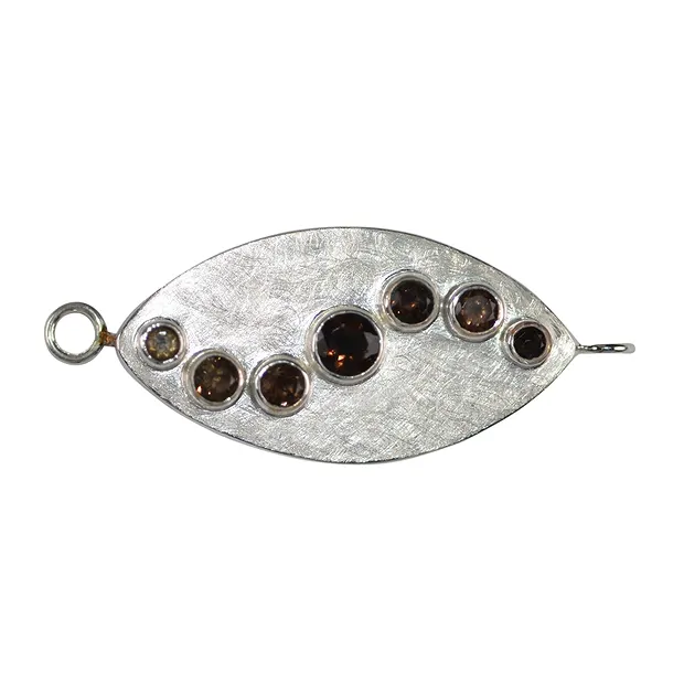 Design Clasp "Marquise with Smoky Quartz" 50mm, silver matt (1 pc./ PU) | Marco Schreier