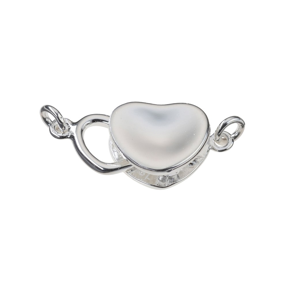 Folding clasp heart 22mm, silver (1 pc./ PU) | wholesaler gems & healing stones