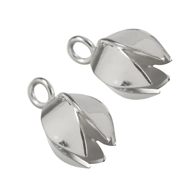 End Caps "Tulip" 18mm, silver (2 pcs./ PU) | wholesaler gems & healing stones
