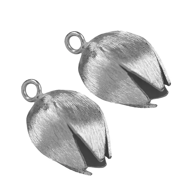 Endkappe "Tulpe" 18mm, Silber matt (2 St./VE) | Edelsteine, Heilsteine & Schmuck
