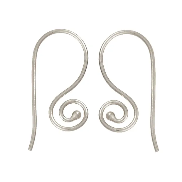 Ear Hook spiral outside 26mm, silver (6 pcs./ PU)  | Marco Schreier