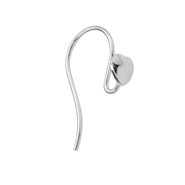 Ear Hook with heart 20mm, silver (4 pcs./ PU) | wholesaler gems & healing stones