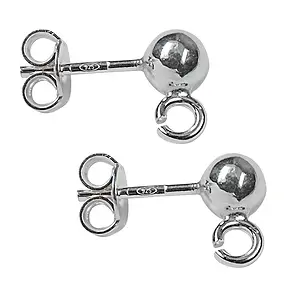 Earstuds with eyelet "ball" 5mm, silver (6 pcs./ PU) | Marco Schreier
