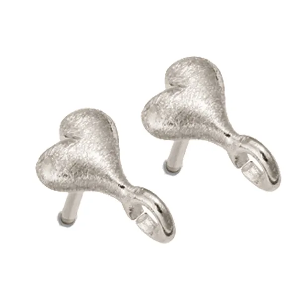 Perno auricolare con occhiello "cuore" 6 mm, argento opaco (4 pz./lotto) | Marco Schreier