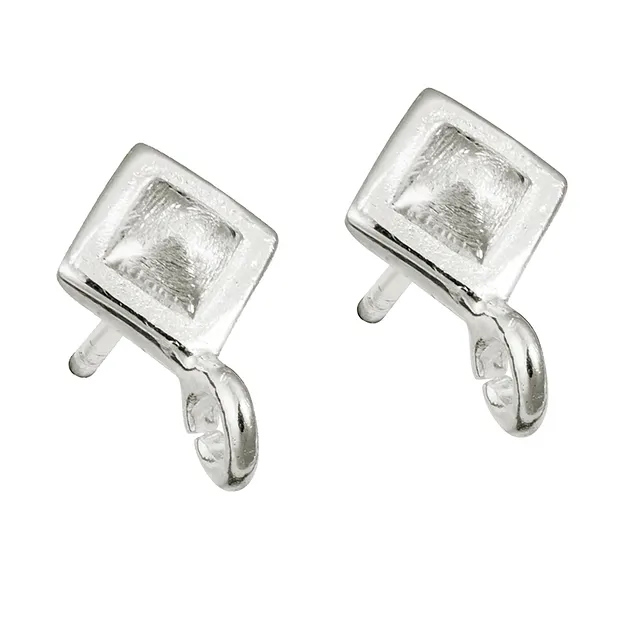 Earstuds with eyelet "rhombus" 7mm, silver matt (4 pcs./ PU) | Marco Schreier