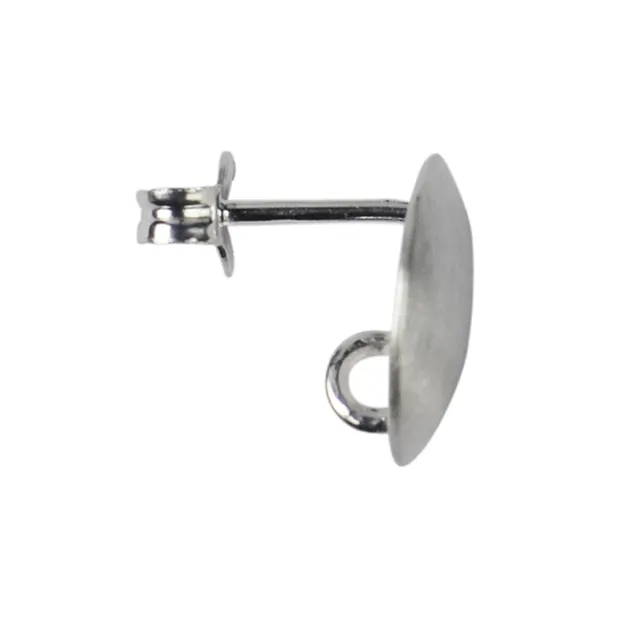 Perno auricolare con occhiello "Piastre a cupola" 11 mm, argento opaco (2 pz./ UC) | Marco Schreier