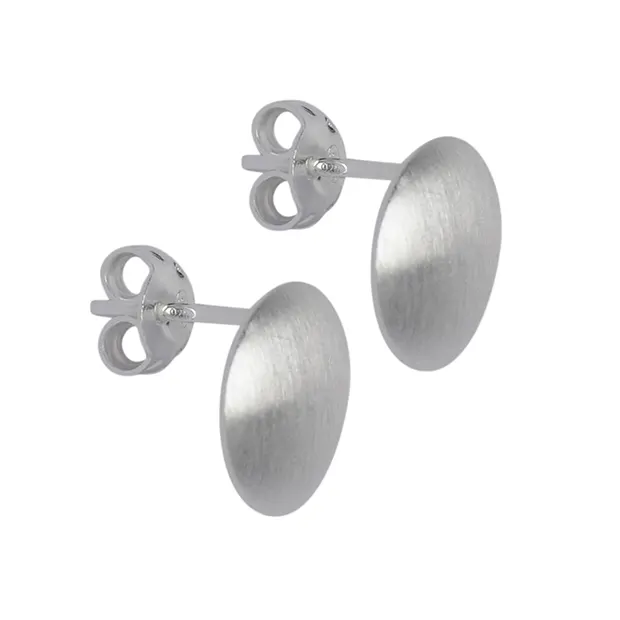 Clous d'oreilles avec anneaux "plaque bombée" 11mm, argent mat (2 pcs/UC) | Marco Schreier