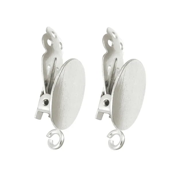 Clip d'oreille Plaque ovale avec anneaux 14mm, argent (2 pcs/Unité) | Marco Schreier