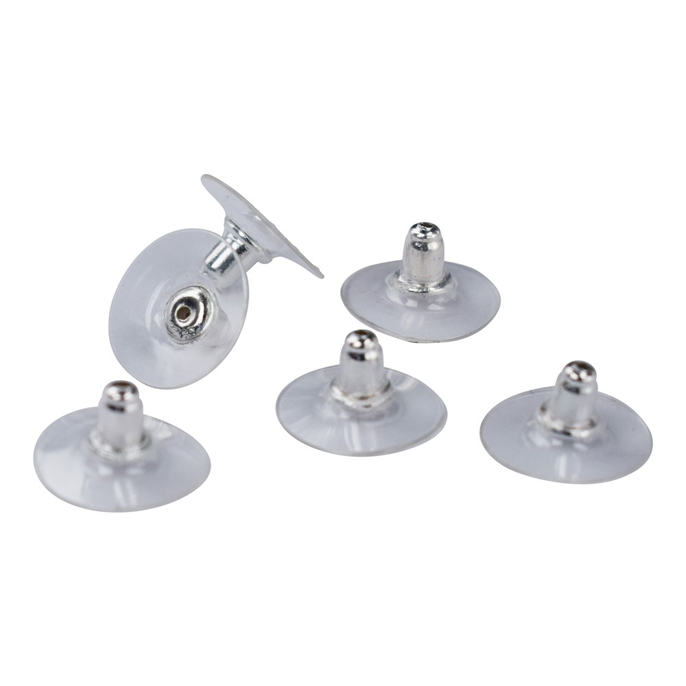 Ohrmuttern, Silikon/Silber (6 St./VE) | Edelsteine, Heilsteine & Schmuck-Handel