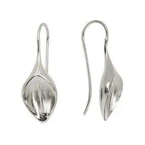 Ear Hook sepal 30mm, silver (2 pcs./ PU) | wholesaler gems & healing stones