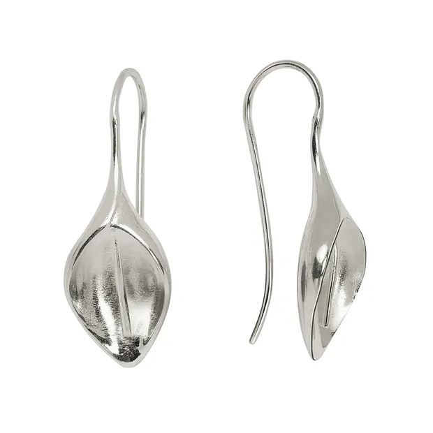 Ear Hook sepal 30mm, silver (2 pcs./ PU) | wholesaler gems & healing stones