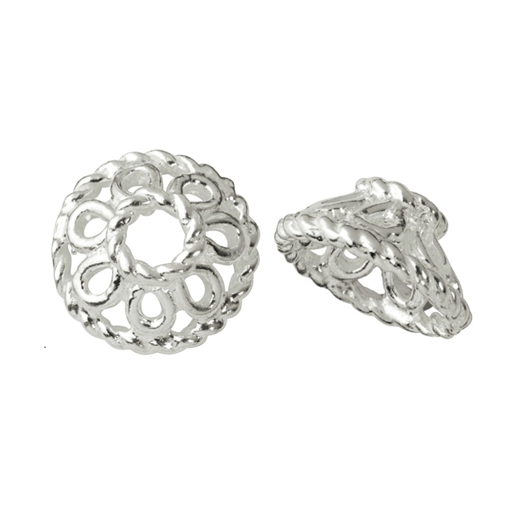 Half-shell basket 8mm, silver (10 pcs./ PU) | wholesaler gems & healing stones