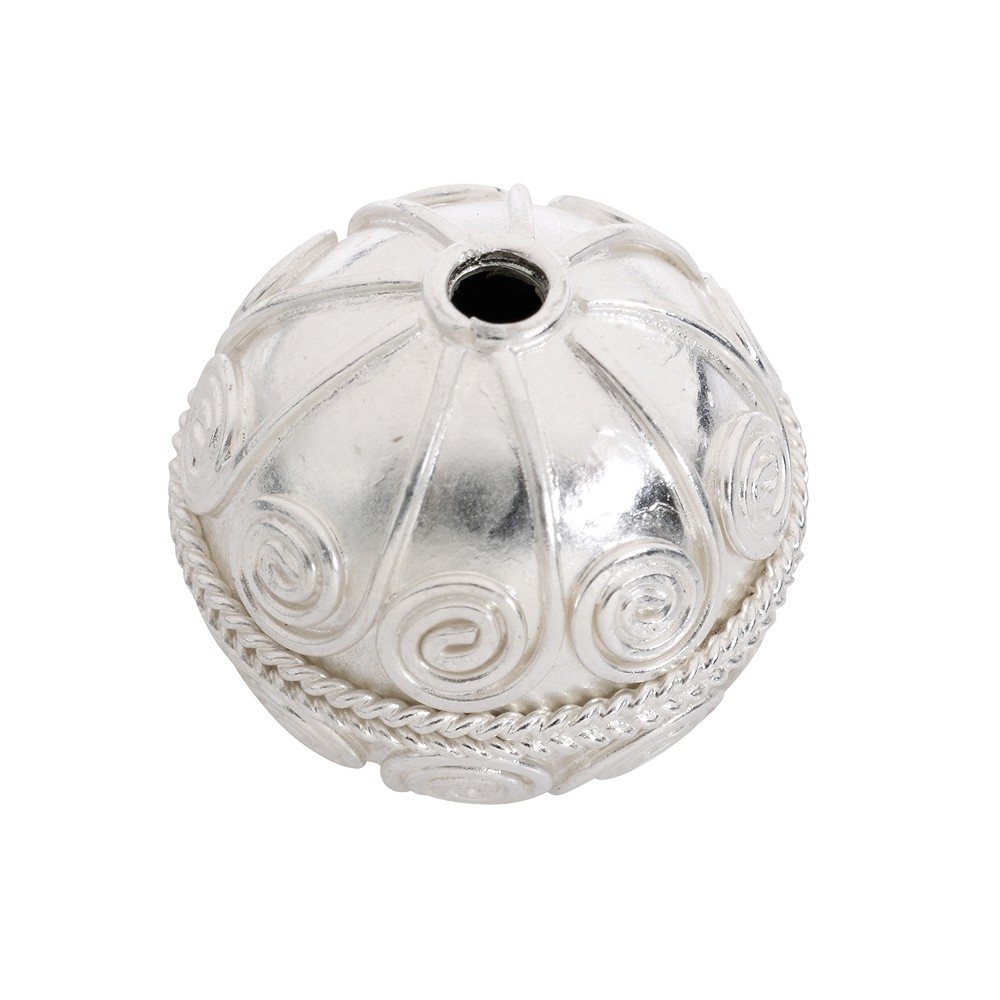 Ornamental bead spiral decor 14mm, silver | wholesaler gems & healing stones