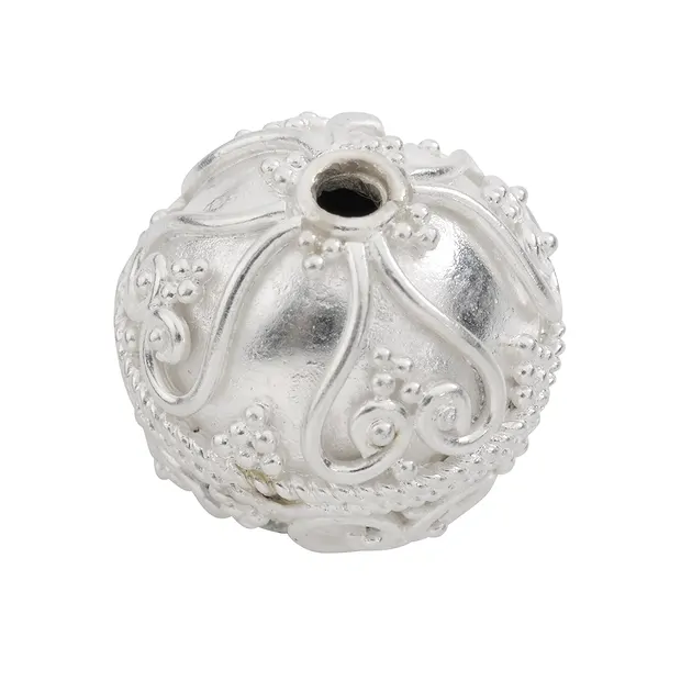 Ornament bead heart decoration 12mm, silver (1 pc./ PU) | Marco Schreier