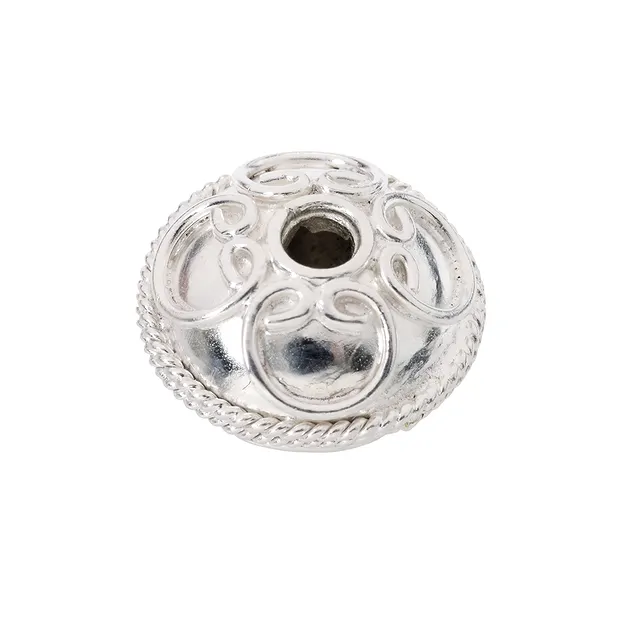 Ornamentperle Blütendekor 12 x 08mm, Silber (1 St./VE) | Marco Schreier